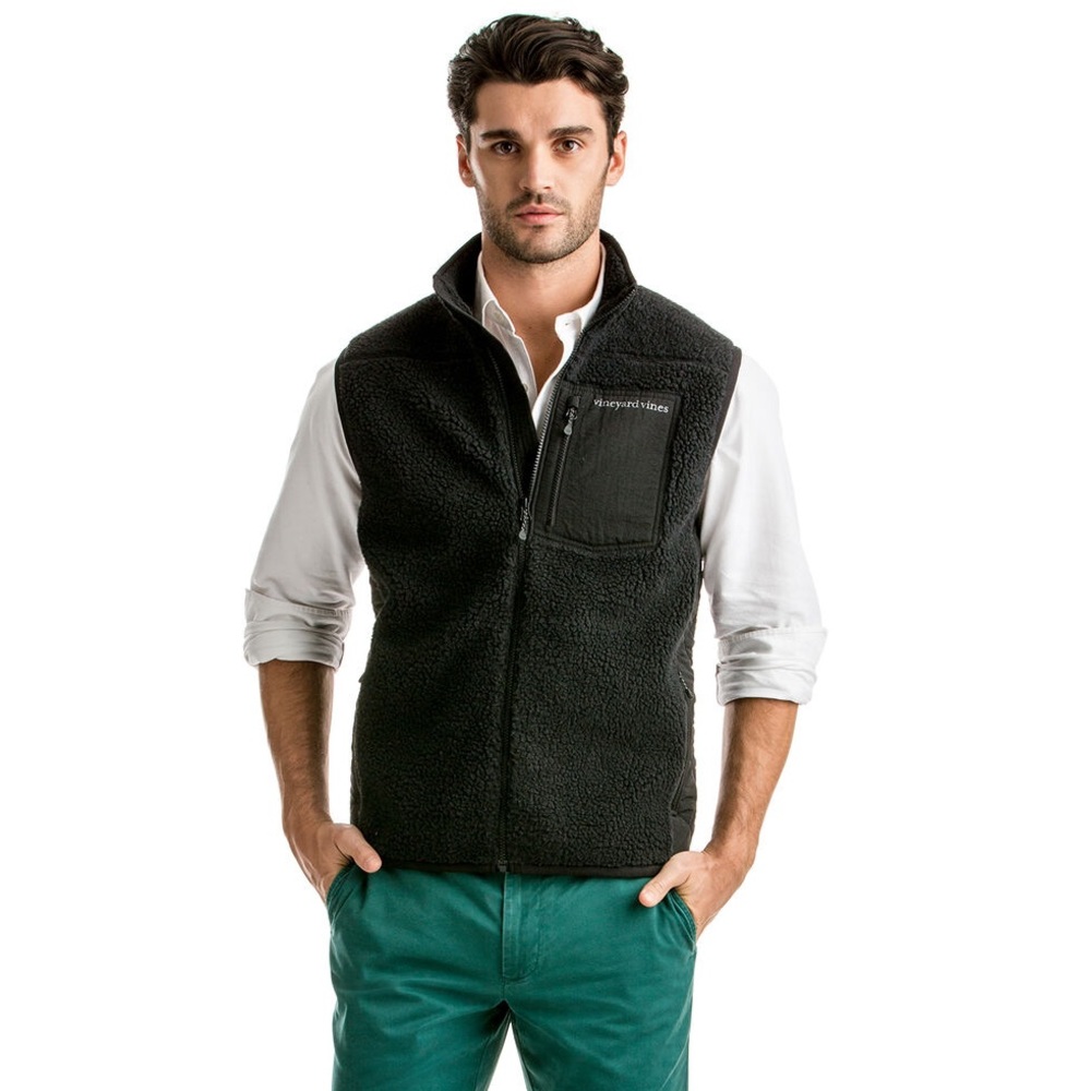 Vineyard Vines - Sherpa Full-Zip Vest Black - Large